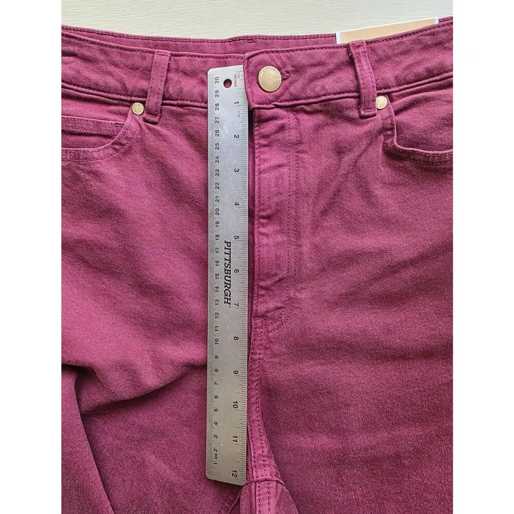 Michael Kors Carmen Wide Leg Jeans Womens 10 Merlot Burgundy High Rise NWT
